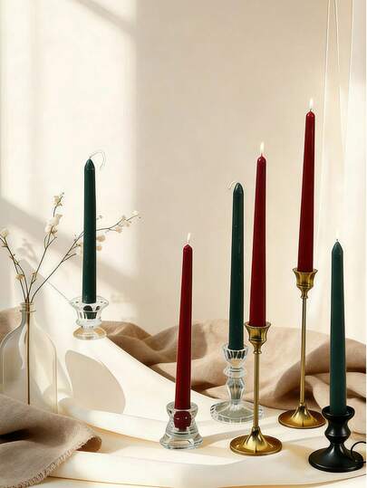 10.24 英寸 x 0.79 英寸 - 欧式复古尖头蜡烛（红色和绿色）。这些蜡烛设计精致优雅，是节日装饰、家居点缀、烛光晚餐的完美之选，也是送给女士或情侣的理想礼物。