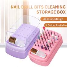 30-Hole Nail Drill Bits Storage Box With Cleaning Brush, Nail Drill Bit Dust-Proof Display Stand, Nail Drill Bit Organizer - Multicolor - View 5