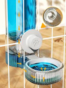 Distributeur automatique de nourriture et d'eau pour animaux de compagnie, bol/abreuvoir pour animaux de compagnie en plastique durable à suspendre, distributeur d'eau et de nourriture à grande capacité alimenté par gravité, sans alimentation électrique nécessaire, installation facile, conception hygiénique, étanche, amovible, convient aux petits/moyens chiens, chats, lapins, hamsters, gris - Gris - Voir 5