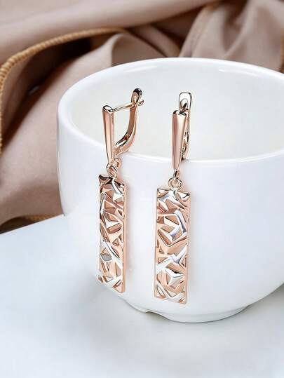 1 Đôi bông tai mặt dây chuyền hình vuông rỗng hình học thời trang dành cho nữ, phong cách cá tính, thích hợp cho tiệc tùng, đám cưới, trang sức retro cho phụ nữ, mẹ, gia đình, bạn bè.