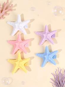 5pcs Solid Color Starfish Hair Clips Simulated Starfish Hair Bows Delicate Alligator Clips Cute Simple Barrettes Vacation Summer Beach Gift Hairpins Teens Hair Accessories - Multicolor - View 10