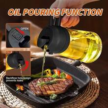 470ml Glass Oil Spray Bottle Kitchen Olive Oil Dispenser Bottle 2-In-1 Spray & Pour Olive Oil Sprayer With Nozzle Portable Seasoning Dispenser For Outdoor Barbecues Cooking And Baking Kitchen Accessories Initial Name 26 Letters Pattern - Black - View 5