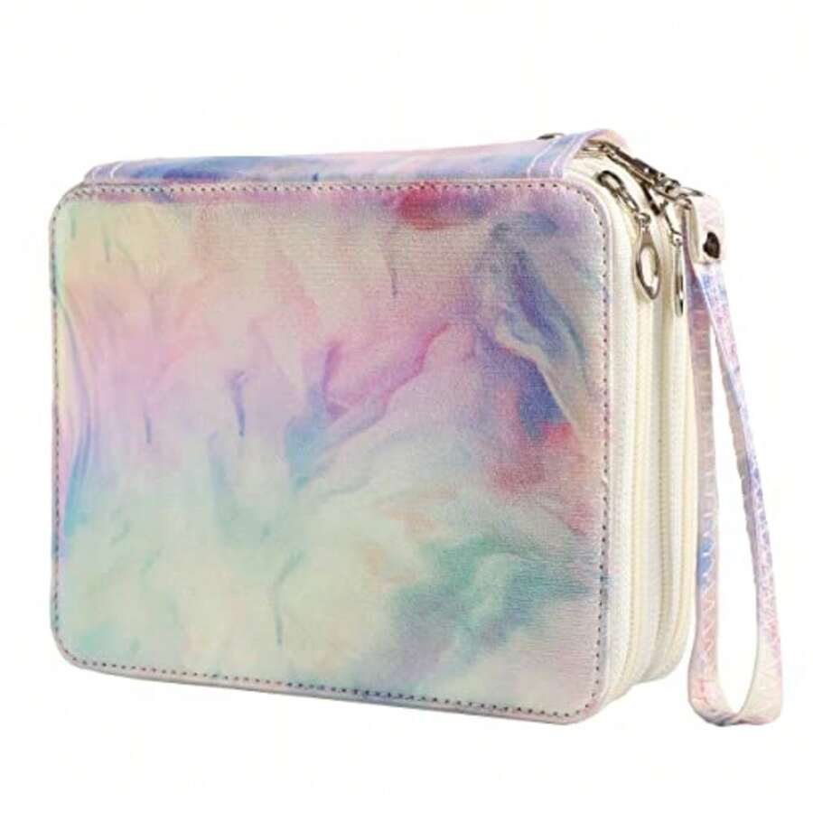 72 Slots Pencil Bag Organizer With Er For Color Pens Or Markers Pencil Case Organizer For Artist - 大理石紫 - 查看 1