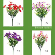 4 Color 8 Bunches Artificial Morning Glory Flowers With Eucalyptus Leaves, Outdoor Plastic Floral Decor For Balcony, Yard, Garden, Porch - Multicolor - View 3