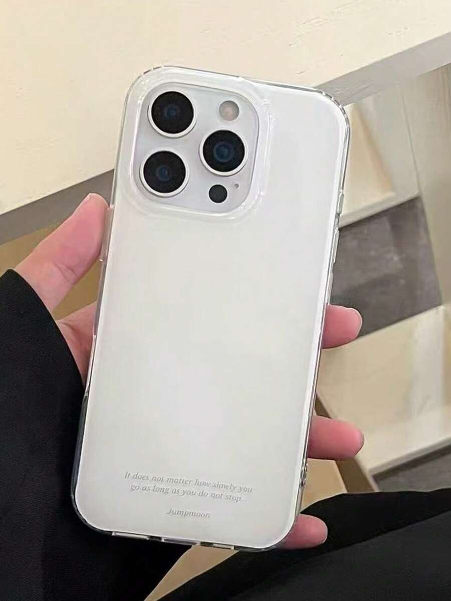 简约纯白英文文字手机壳，适用于 17 Pro Max、15 Pro、14、13，精致、女性化、清新、优雅、男女通用，最佳礼物之选