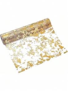 1/2 piezas Camino de mesa dorado, Rollo de camino de mesa de malla con lentejuelas metálicas brillantes, Decoración de mesa dorada adecuada para eventos, fiestas, bodas, cumpleaños - Camino de mesa chapado en oro - Ver 7