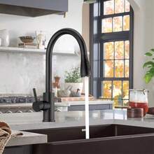 360° Kitchen Sink Mixer Taps Pull Out Spout Spray Single Lever Modern Mono Tap - Black - View 6