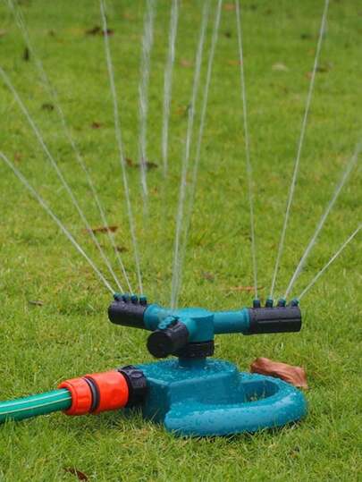 Aspersor de jardín automático giratorio 360°, aspersor de césped de 3 brazos con boquillas ajustables, sistema de riego de gran cobertura de área para patio, jardín, césped, juegos de niños