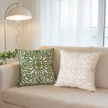 1 pièce Housse de coussin décorative en tissu de canevas avec motif géométrique brodé, pour canapé et décoration de la maison, sans insert de coussin - Beige - Voir 12