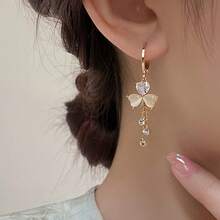1 đôi, kiểu dáng thanh lịch, thiết kế hoa độc đáo và sang trọng, đính đá thủy tinh nhân tạo với tua rua, bông tai thời trang phù hợp cho phụ nữ khi khiêu vũ hàng ngày, dự tiệc, lễ hội và các buổi tụ họp. - Vàng - Xem 5