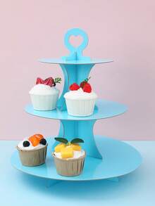 1Pc 3-Tier Solid Color Cupcake Stand, White/Pink/Blue/Sage Green Paper Cupcake Holder, Gender Reveal Baby Party Supplies,Birthday Decoration,First Birthday Party Supplies,Heart Topper Cardboard Cake Stand For Girls/Boys Birthday Party,Baby Shower, Wedding, Tea Party Decorations,Disposable Dessert Display Holder For Cupcakes, Cookies, Treats - Multicolor - View 10
