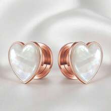 2件装时尚心形耳廓耳洞耳塞身体饰品优雅耳扩穿耳洞扩张器女士礼物 - 愛心 - 查看 25