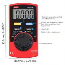 UNI-T UT120A Multímetro Digital de Bolsillo de Alcance Automático Zumbador de Continuidad Comprobadores de Voltaje - Rojo - Ver 5