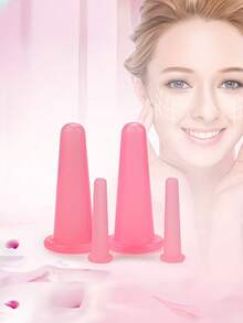 2个硅胶面部提拉按摩杯，护肤唇部和眼部提拉吸盘套装 - 彩色 - 查看 3