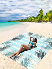 1pc New Outdoor Waterproof Anti-Sand Digital Printed Picnic Mat/Beach Towel, Fashionable And Fresh Pattern, Suitable For Camping And Picnics - Multicolor - View 1
