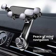 Gravity Lock Anti-Shake Car Phone Holder - Adjustable Air Vent Grip, Waterproof ABS Material - Black - View 6