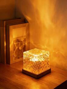 Water Wave Geometric Square & Round Projection Lamp, USB Powered, Touchable & Remote Control, Wave Projection Night Light, Crystal Cube LED Lamp, Stage Projection Light, Suitable For Bedroom Decor, Bathroom, Living Room, Holiday Decoration - Multi-color light - View 14