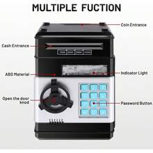 Black Piggy Bank Is Tailored For Boys From 3 To 10 Years Old.It Functions As A Coin Money Bank Toy And A Mini ATM Cash Coin Saving Box, Making It An Excellent Birthday Gift Option For Kids In The 3 - 10 Age Group. - 黑J - 查看 3