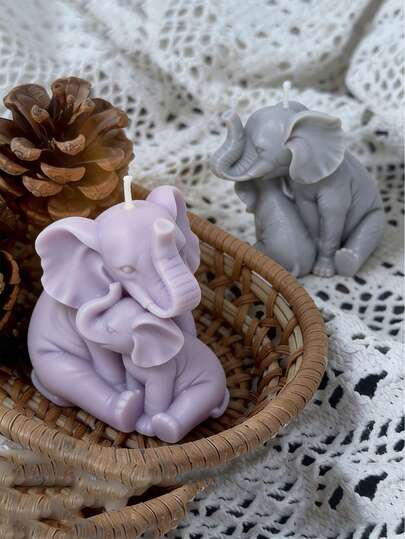 3D立体大象硅胶模具，亲子互动，温馨动物大象拥抱模具，适用于DIY蜡烛、石膏、树脂、肥皂制作，是家居装饰、节日礼物的理想之选，适合母亲节、生日、婚礼等场合。