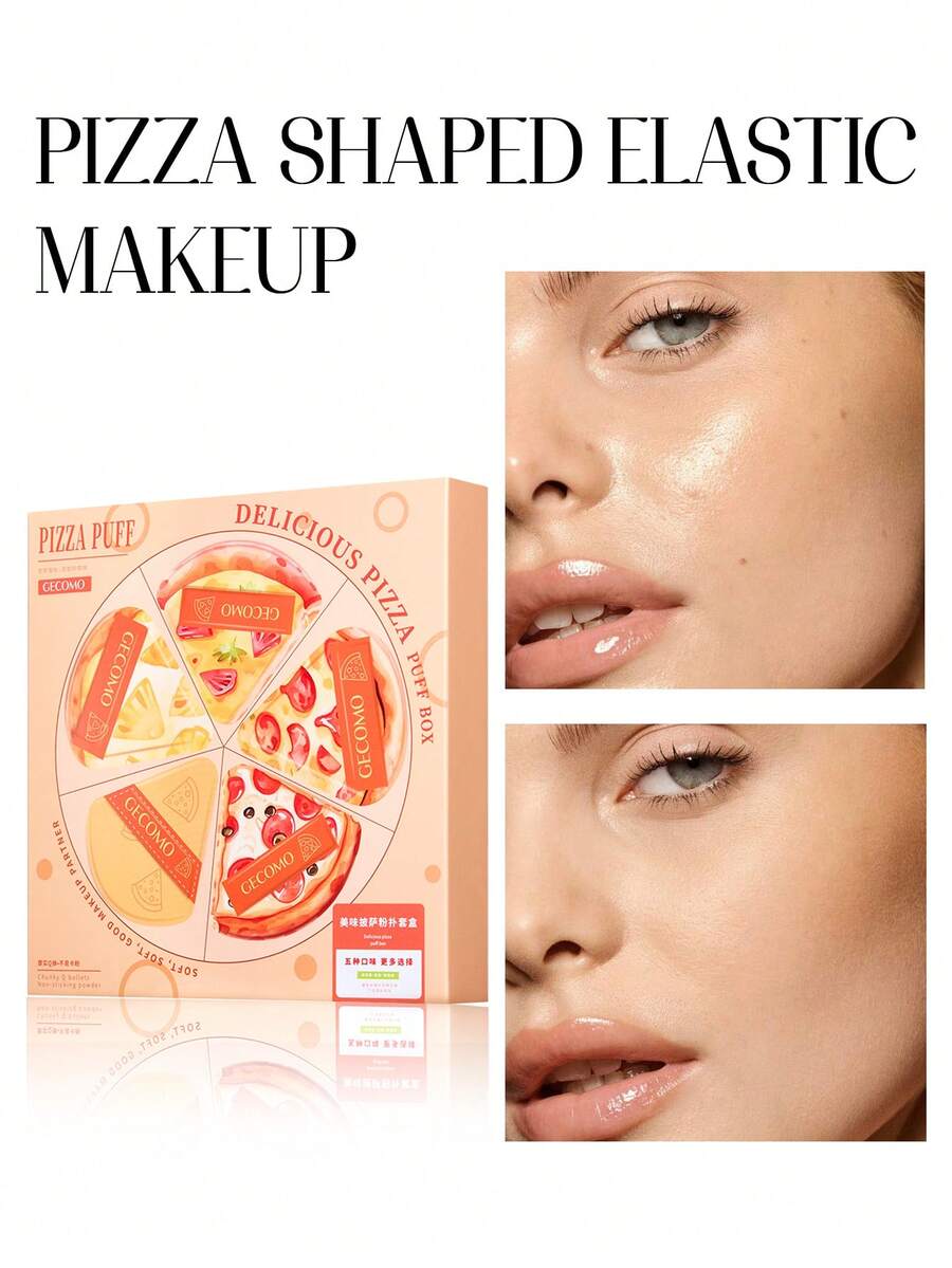 Bộ 5 bông mút trang điểm hình pizza, chất liệu mềm mại và đàn hồi, thiết kế tam giác 3D, bám dính tốt vào mặt, dày dặn, không thấm hút, dụng cụ trang điểm hàng ngày dành cho người yêu thích trang điểm. - Màu be - Xem 1