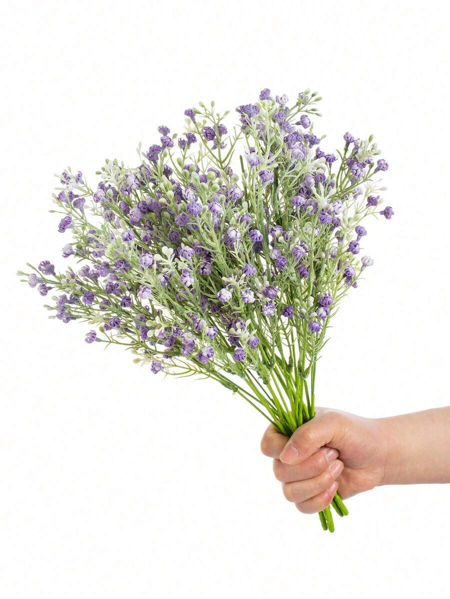 1pc Artificial Simulation Small Chrysanthemum Bud Bouquet, Simulation Bouquet, Suitable For Home, Dining Room, Living Room, Outdoor Garden Decoration, Used For Wedding, Family Garden And Party Decoration, Artificial Flowers, Wedding Flowers, Bride Bouquet, Wedding Decoration, Mother's Day Bouquet, Spring Decoration - Purple - View 1