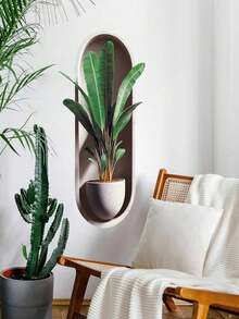 Simulated Niche, Green Plant Wall Sticker, Self-Adhesive, Removable, Stereoscopic Vision, Fake Door Opening, Potted Plant Sticker, Nordic Ins, Minimalist Plant Sticker, Entrance Hall, Living Room, Rental Room, Large White Wall Decoration Renovation - Wall Stickers - View 9
