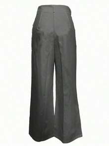 ZZL Women's Fashionable High-Waisted Straight Leg Casual Pants Spring - 灰色 - 查看 4