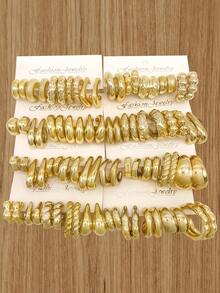 10-40 pares de pendientes de aro en forma de C de material de plástico ABS chapado en oro, pendientes populares para mujeres - Dorado - Ver 10