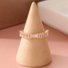 3pcs Set Elegant Stackable Rings, Fully Paved Shiny Cubic Zirconia, Engagement/Wedding Rings, Luxury Party Accessories - Gold - View 2