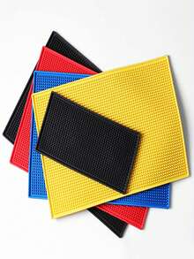 1 pieza Posavasos rectangular grueso de PVC y goma, antideslizante, impermeable y resistente al calor. Diseño de drenaje rápido para tazas y vajilla, flexible, fácil de limpiar. Múltiples tamaños para cocina, bar, KTV y uso doméstico. - Negro - Ver 3