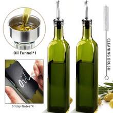 17oz Green Glass Oil Dispenser 2-Pack, Clear Olive Oil Bottle For Kitche - View 1