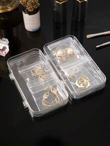 10/1件装可穿戴透明美甲收纳盒，三层折叠防尘美甲收纳盒，美甲展示盒，旅行便携美甲收纳盒，可折叠首饰收纳盒，便携式防尘罩设计 - 透明色 - 查看 7