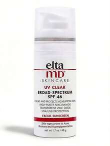 EltaMD UV Clear Facial Sunscreen SPF 46 1.7oz/48g Oil- Free With Zinc Oxide, Dermatologist Recommended Girlfriend Wife Mother Friend Boyfriend Husband Father Brother Birthday Graduation Party Travel Camping Outdoors School Campus Trip Festivals Anniversary Office Winter Christmas Special Occasions, Party - Multicolor - View 1