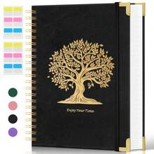 A4 Notebook, 300 Pages, Coil Binding, 100gsm Lined Paper, Ink-Resistant, Tree Of Life Print PU Leather Cover, Unisex, For Note-Taking And School Office Supplies, 28 X 21.6cm - A4 Notebook - 查看 12