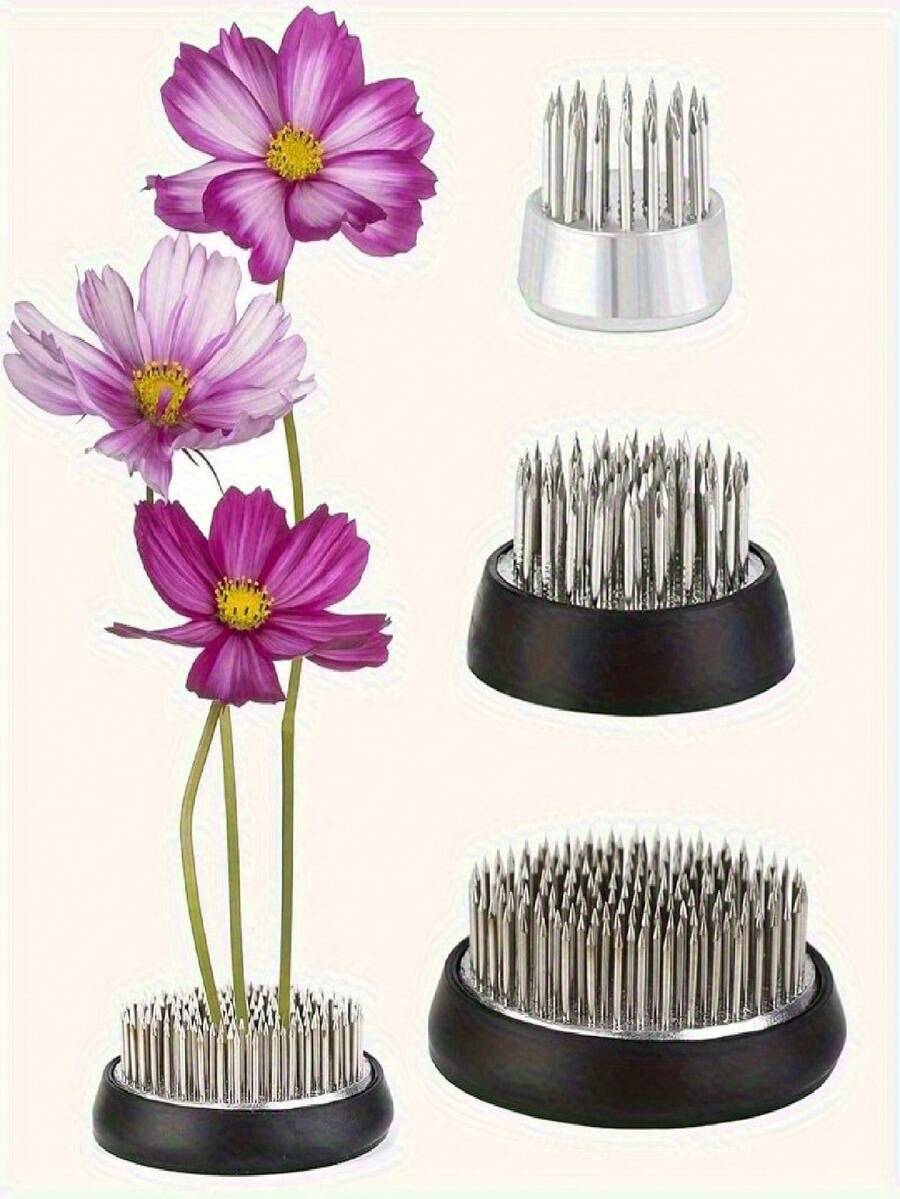 1 buah Flower Frog - Vas Bunga dengan Penahan Jarum Logam Bulat, Cocok untuk Kreasi Bunga DIY, Tersedia dalam 3 Ukuran