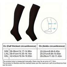 1 Pair 8-15mmHg Gradient Compression Socks, Open Toe Design, Unisex, Comfortable & Breathable, Suitable For Daily Wear, Long Standing Or Sitting, Machine Washable - Multicolor - View 2