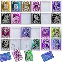 Khuôn nhựa Epoxy hình lá bài Tarot (2 cái) để tự làm đồ thủ công bằng nhựa, khuôn silicon đúc hình lá bài Tarot dùng làm mặt dây chuyền, móc khóa, trang sức nhựa, khuôn trò chơi bài Tarot - 24 ô - 2 khuôn silicon - Xem 2