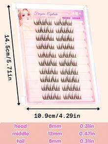 60pcs/Set Glue-Free Cat Claw False Eyelashes, Korean Style, C-Curl, 8-12mm Mixed Length, Easy DIY, Save Makeup Time, Soft & Lightweight, Beginner-Friendly, Reusable, Suitable For Daily, Party, Travel, Great Gift For Friends & Holidays - C - View 5