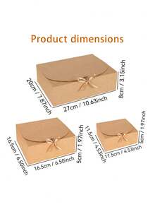 Kraft Paper Gift Box With Lid & Ribbon Closure - Large Vintage Folding Gift Box For Candles, Soaps & Journals, -Friends Presentation Box For Wedding, Party & Home Decor - Camel + Camel Ribbon - View 5