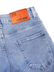 Jeans casuales de pierna recta y ajuste holgado para mujer con bolsillos, jeans rectos de moda, pantalones vaqueros holgados de mezclilla lavada, estilo vintage y casual - Neblina azul - Ver 7