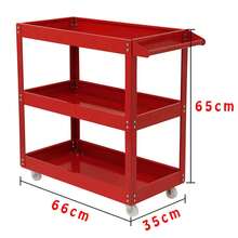 Hygrad Built to Survive NEW HYGRAD Multi Function DIY 3 Tier Tool Shelf Storage Workshop Cart With Wheel - Red - View 3