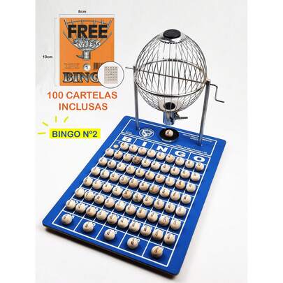 GLOBO BINGO Nº2 PREMIUM CROMADO COMPLETO COM 75 BOLAS + 100 CARTELAS