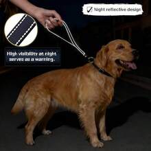 Short Dog Leash With Thick Handle, Durable Nylon Material Dog Training Control Leash With Reflective Line Design - Multicolor - View 3