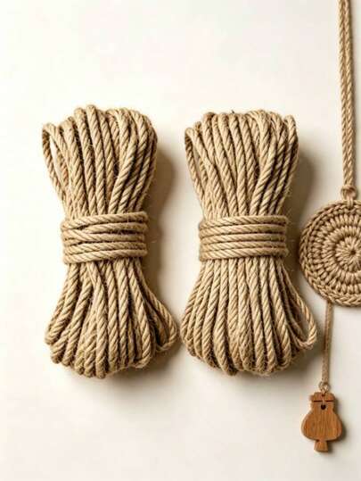 Jute Rope, Decorative Grid Rope, Packaging Rope, Wall Photo DIY Handmade Weaving Material, Thick Jute Rope Line, Durable Binding Rope