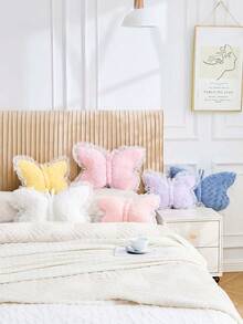 1 chiếc gối trang trí hình bướm, gối bông trắng có nơ ren, gối tựa dễ thương cho ghế sofa hoặc giường, trang trí nhà cửa, quà tặng mùa xuân/hè, quà tặng Ngày của Mẹ. - Màu Hồng baby - Xem 5