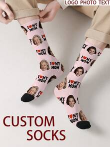 1 Pair Customized Face Pattern Socks, Personalized Photo Socks, Customized Printed Socks, Funny Face Socks, Customized Pattern Socks, Print Any Face Image On Socks, Anniversary Gift, Valentine's Day Gift, Unique Birthday Gift, Customized Collectible Gift - Multicolor - View 8