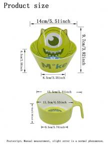 Disney 1 pieza Vajilla de melamina con diseño de Michael Wazowski, vajilla linda a prueba de caídas para cena familiar - Multicolor - Ver 3