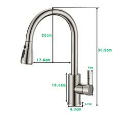 360° Kitchen Sink Mixer Taps Pull Out Spout Spray Single Lever Modern Mono Tap - Silver - View 2