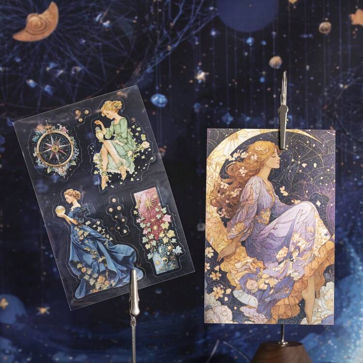 20张/包 女神童话主题贴纸，创意美学贴纸，DIY装饰剪贴簿工艺材料，节日礼物，个性化剪贴簿学习用品 - 款式 3 - 查看 3