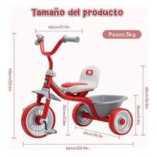 Triciclo 3 en 1 para Niños | Bicicleta de Equilibrio con Pedales | Ideal para el Desarrollo de los Primeros Pasos - Rojo - Ver 3